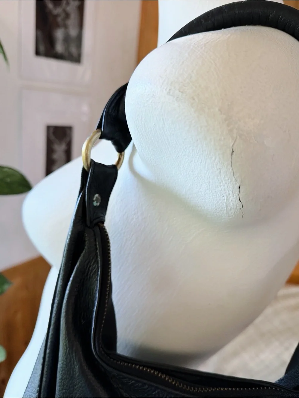 Latico Black Genuine Leather Hobo Shoulder Bag with Zebra Print Lining